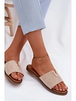 Dámské ploché nazouváky s ozdobným detailem V béžové model 22111384 - Boto