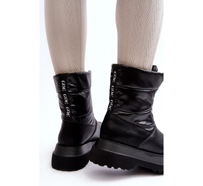 Dámské sněhule na silné podrážce se zipem GOE černá