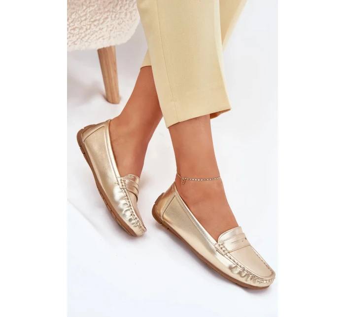 Dámské mokasíny z eko kůže model 21834423 – zlaté - Kesi