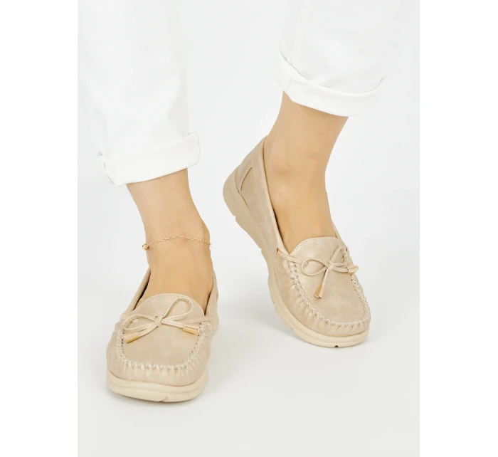 Pěkné dámské  mokasíny zlaté platforma