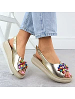 Dámské kožené sandály Filippo DS6983 s korálky a zlatou metalízou