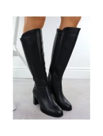 Dámské černé kožené kozačky na podpatku Sergio model 21905865 - LEONE