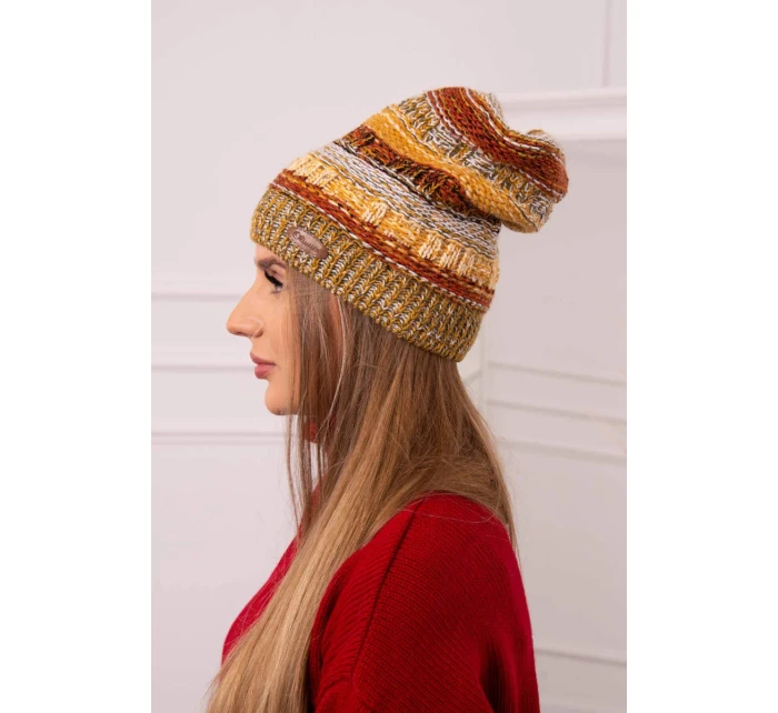 Čepice s fleecem Patrycja K254 hořčice+khaki Čepice s fleecem Patrycja K254 hořčice+khaki