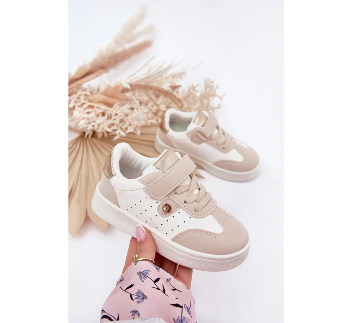 Sportovní Boty Sneakers Dívčí Na Suchý Zip Béžové model 21700537 - Boto Sportovní Boty Sneakers Dívčí Na Suchý Zip Béžové model 21700537 - Boto