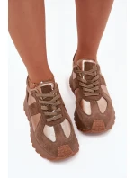 Dámské Zateplené Sneakersy Na Platformě Big Star OO274A218 HI-POLY SYSTEM Hnědé Dámské Zateplené Sneakersy Na Platformě Big Star OO274A218 HI-POLY SYSTEM Hnědé