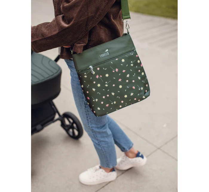 Dámská crossbody kabelka na kočárek Vuch Amma Flowers Green Dámská crossbody kabelka na kočárek Vuch Amma Flowers Green