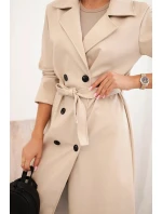Dámský koženkový kabát béžový - New Collection Italy