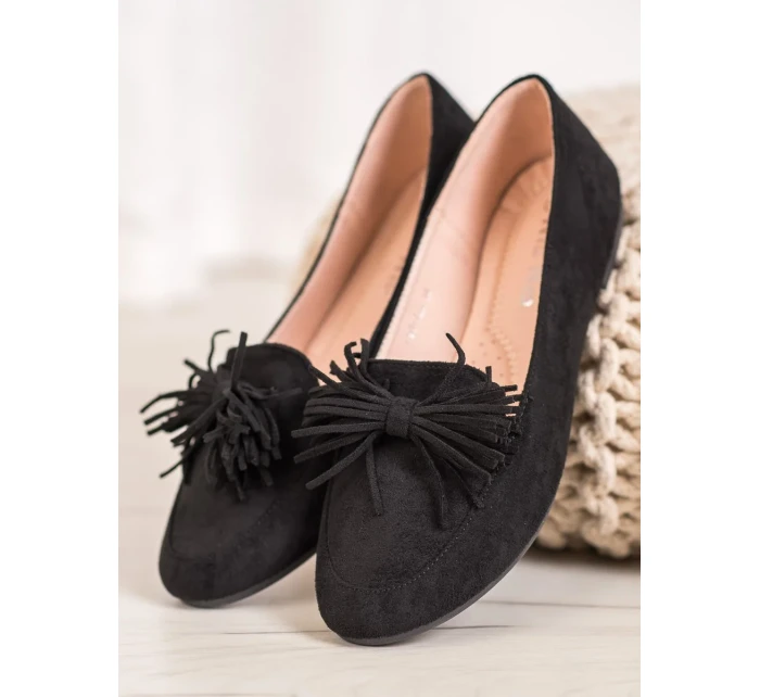 Moderní černé dámské mokasíny bez podpatku Moderní černé dámské mokasíny bez podpatku