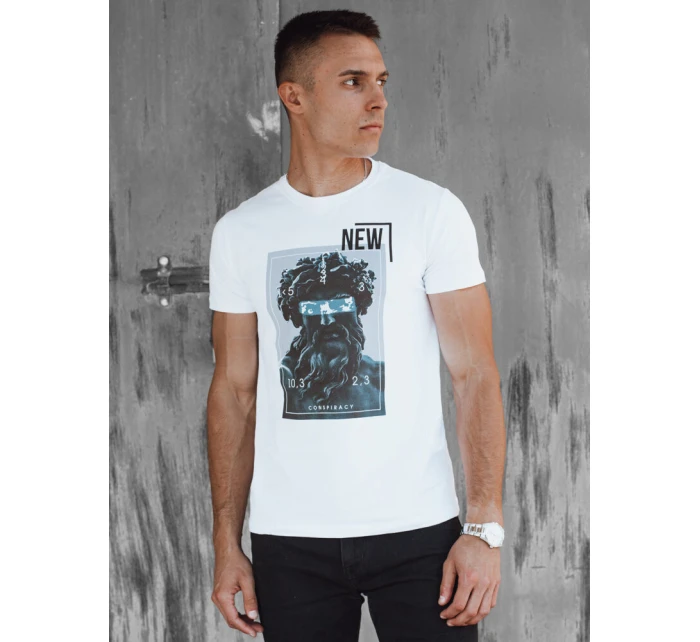 Pánské bílé tričko s potiskem FashionStreet RX5537