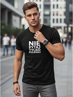 Pánské bavlněné tričko s humorným nápisem černé FashionStreet NX0113R