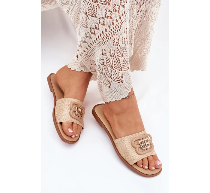 Ploché Dámské Klapky S Ozdobným Béžové model 21699564 - Boto Ploché Dámské Klapky S Ozdobným Béžové model 21699564 - Boto
