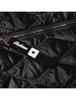 Dlouhá černá prošívaná bunda s opaskem model 17099237 - ROSSE LINE