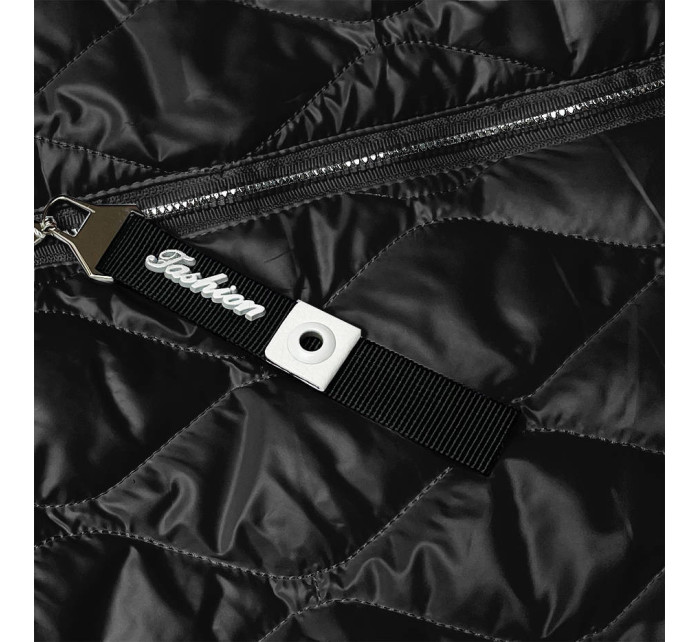Dlouhá černá prošívaná bunda s opaskem model 17099237 - ROSSE LINE