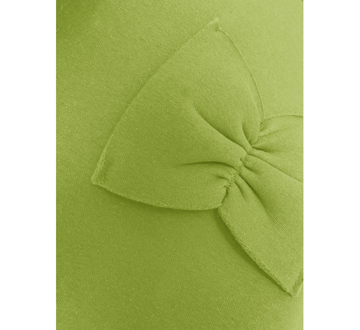 Teplá dámská mikina v limetkové barvě s mašlemi (23999)