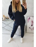Zateplený set s mikinou s kapucí tmavě modrý Zateplený set s mikinou s kapucí tmavě modrý