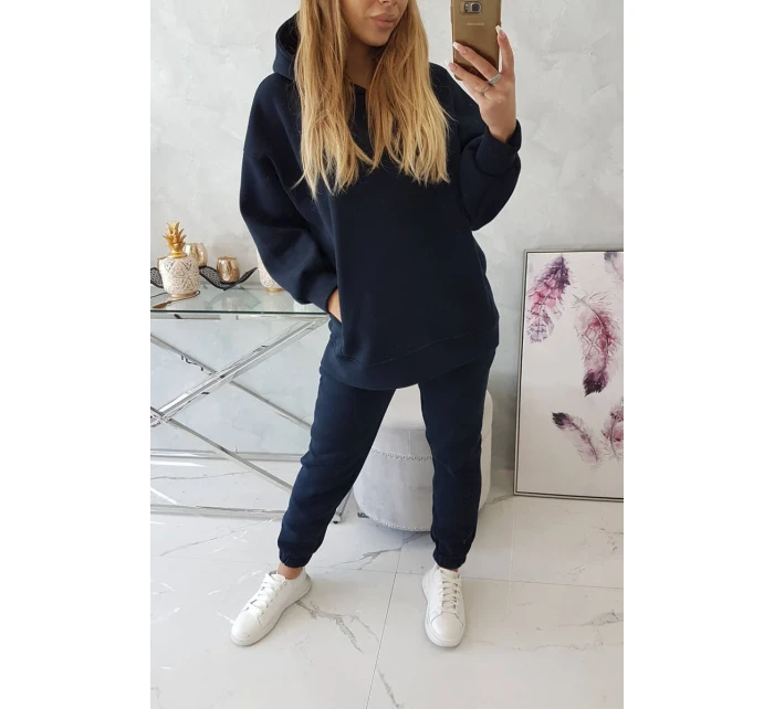 Zateplený set s mikinou s kapucí tmavě modrý Zateplený set s mikinou s kapucí tmavě modrý