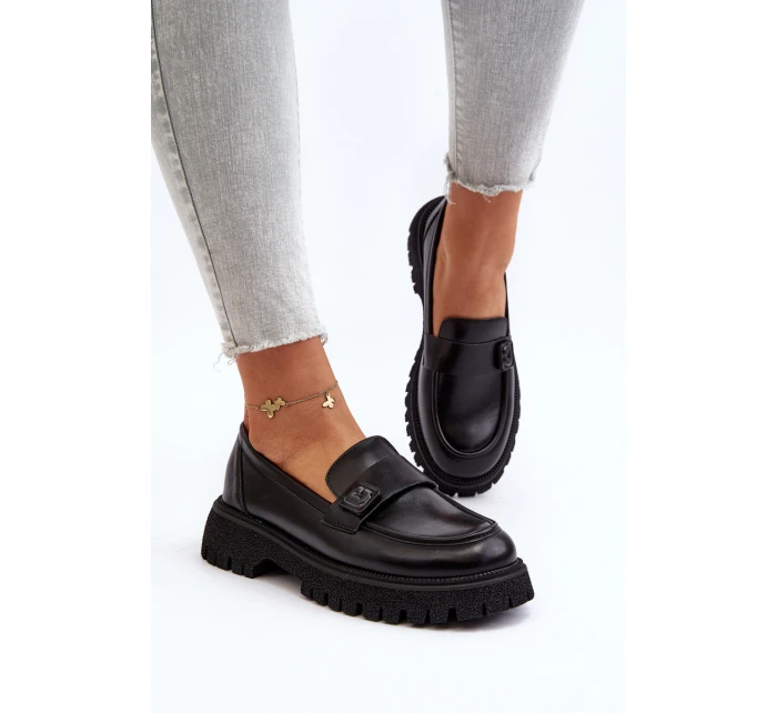 Dámské mokasíny s černým páskem model 21649209 - VINCEZA