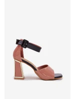 Lakované Dámské Sandály Na Podpatku model 21695396 Růžové - VINCEZA