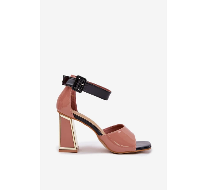 Lakované Dámské Sandály Na Podpatku model 21695396 Růžové - VINCEZA