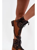 Kožené dámské kotníkové boty z pravé kůže na nízkém podpatku Maciejka 07004-29 camel