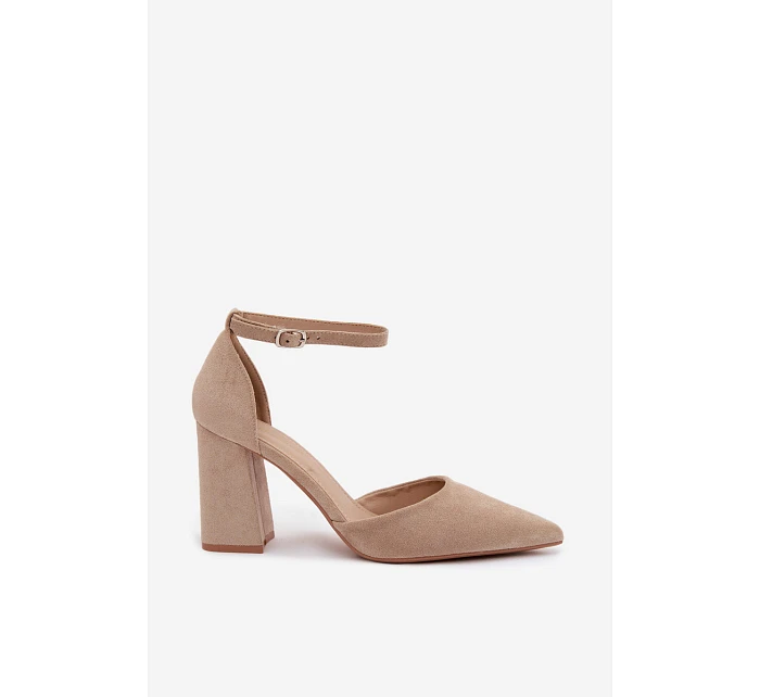 Lodičky na podpatku z imitace semiše béžové Selvra