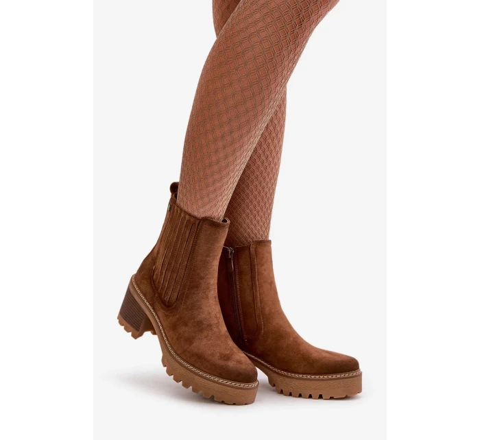 Dámské Kotníkové Boty Na Podpatku Z Eko Semiše Zateplené Tmavě Hnědé Nevitas Dámské Kotníkové Boty Na Podpatku Z Eko Semiše Zateplené Tmavě Hnědé Nevitas