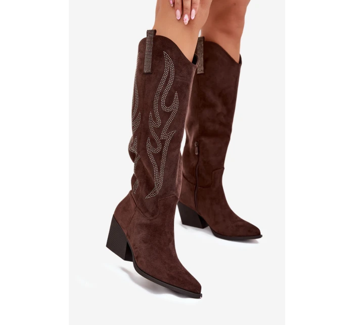 Dámské kovbojky na podpatku Jovina – čokoládové Dámské kovbojky na podpatku Jovina – čokoládové