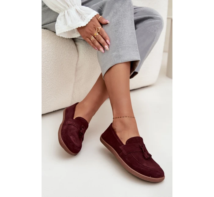 Kožené semišové mokasíny typu barefoot Zazoo – bordó Kožené semišové mokasíny typu barefoot Zazoo – bordó