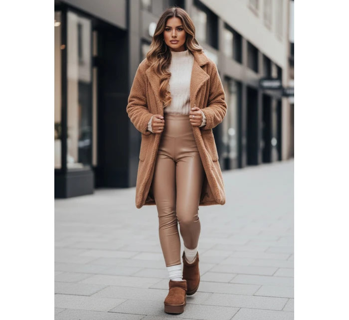 Dámský zimní kabát z plyšové kožešiny velbloudí barvy FashionStreet NY0758z