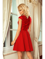 Červené dámské šaty s krajkou model 6049492 - numoco
