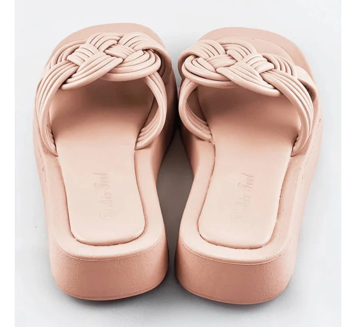 Béžové dámské pantofle s podrážkou model 17352363 - Mix Feel