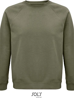 SOL'S Space Unisex raglánová mikina z bio bavlny 25.3567 khaki