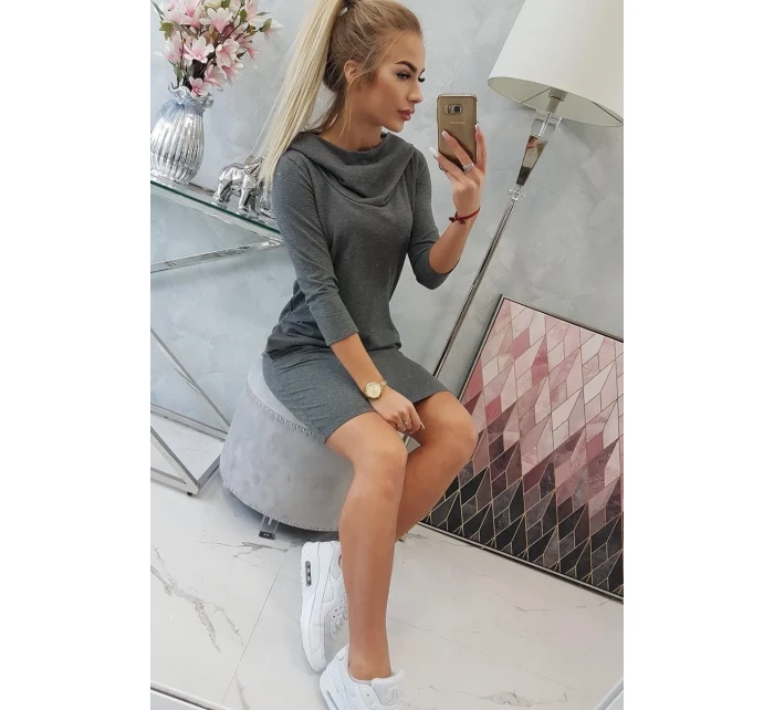 Šaty s kapucí a kapsami graphite melange