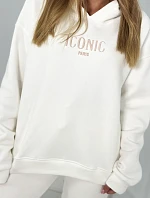 Izolovaná bavlněná souprava, mikina s vyšívacími + kalhotami ecru