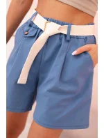 Dámské šortky s vysokým pasem a páskem džínové