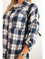Dámská bavlněná kostkovaná košile s efektem model 21321846 modrá - K-Fashion Dámská bavlněná kostkovaná košile s efektem model 21321846 modrá - K-Fashion
