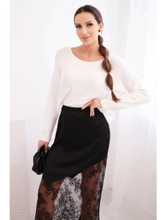 Dámská viskózová sukně s krajkou černá