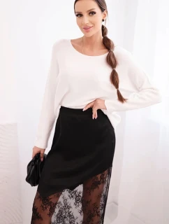 Dámská viskózová sukně s krajkou černá