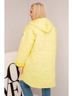 Dámská bunda Plus Size prošívaná s kapucí a nápisem HOPE žlutá