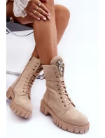 kožené workery s ozdobou Bežové model 21635088 - Boto kožené workery s ozdobou Bežové model 21635088 - Boto