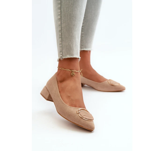 Boty na nízkém podpatku z ekokože S.Barski KV27-037 béžové