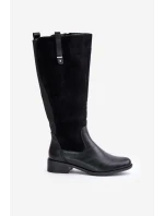 Dámské Zateplené Kozačky Kolena Na Zip Černé model 21672304 - Boto