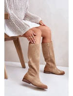 Semišové Kozačky Do  Na Zip Bežové Lewski model 21672644 - Zazoo