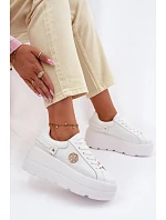 Kožené dámské tenisky na platformě model 22100258 bílé - D&A