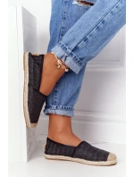 Espadrilky Na Slaměné Podrážce Lu Boo Černé Espadrilky Na Slaměné Podrážce Lu Boo Černé