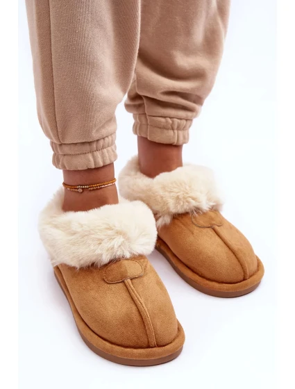 Dámské pantofle s kožíškem, hnědé Lanoze
