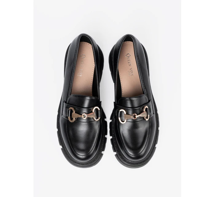 Krásné dámské černé mokasíny platforma Krásné dámské černé mokasíny platforma