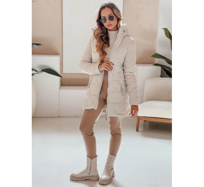 Dámská prošívaná zimní bunda s kapucí světle šedá FashionStreet TY5092 Dámská prošívaná zimní bunda s kapucí světle šedá FashionStreet TY5092