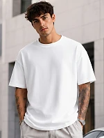 Pánské bavlněné basic oversize bílé tričko FashionStreet RX5683