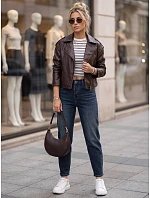 Dámské džíny Mom Fit s vysokým pasem, tmavě modré, FashionStreet UY3103 Dámské džíny Mom Fit s vysokým pasem, tmavě modré, FashionStreet UY3103